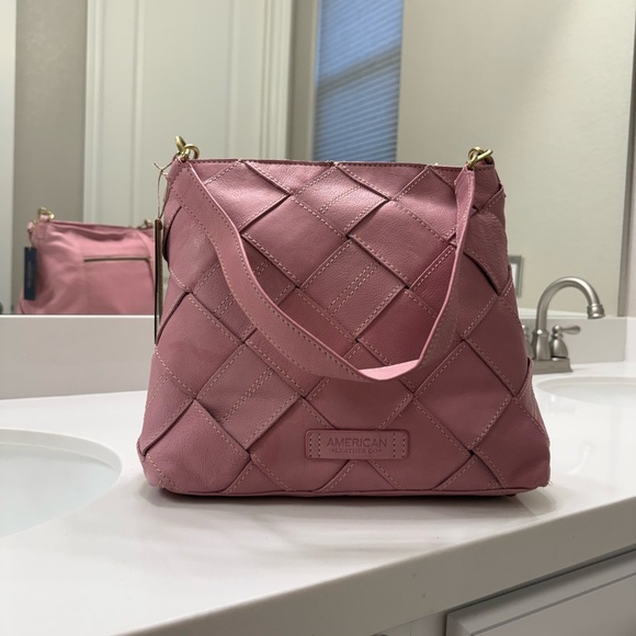 American Leather Co. Pink Woven Shoulder Bag NWT - Picture 4 of 12
